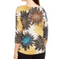 Alfani Women's Printed Boat-Neck Top Navy Size Petite Small