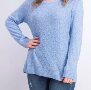 Karen Scott Women's Diamond Cable-Knit Sweater Blue Size X-Small