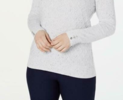 Karen Scott Women's Diamond Cable-Knit Sweater White Size Large