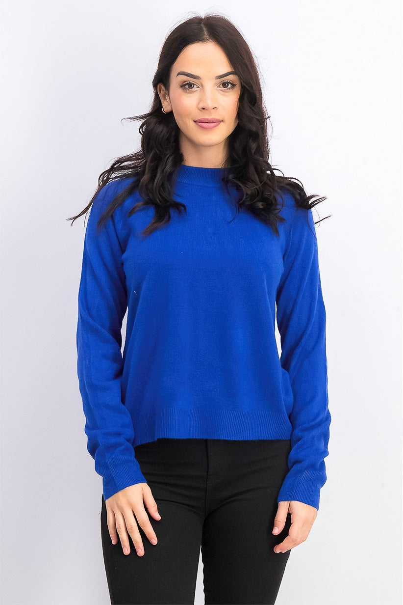 Karen Scott Women's Zip Back Mock Neck Sweater Navy Size Medium