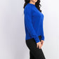 Karen Scott Women's Zip Back Mock Neck Sweater Navy Size Medium