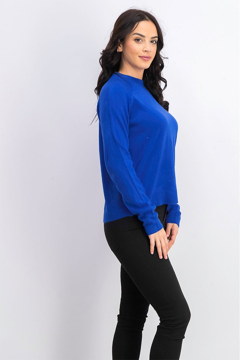 Karen Scott Women's Zip Back Mock Neck Sweater Navy Size Medium