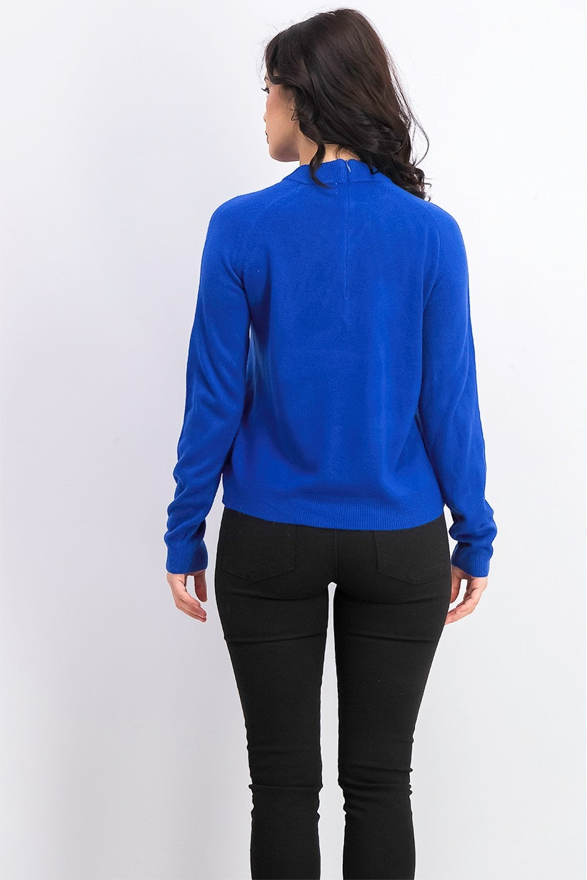 Karen Scott Women's Zip Back Mock Neck Sweater Navy Size Medium