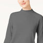 Karen Scott Women's Zip Back Mock Neck Sweater Charcoal Size Medium