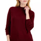 Karen Scott Women's Zip Back Mock Neck Sweater  Wine Size Medium