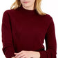 Karen Scott Women's Zip Back Mock Neck Sweater  Wine Size Medium
