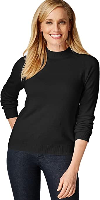 Karen Scott Women's Zip-Back Mock-Neck Sweater Black Size Medium