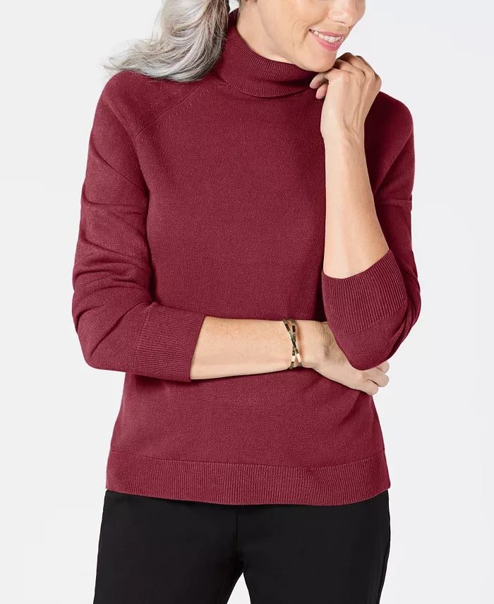 Karen Scott Women's Turtleneck Sweater Wine Size Extra Large
