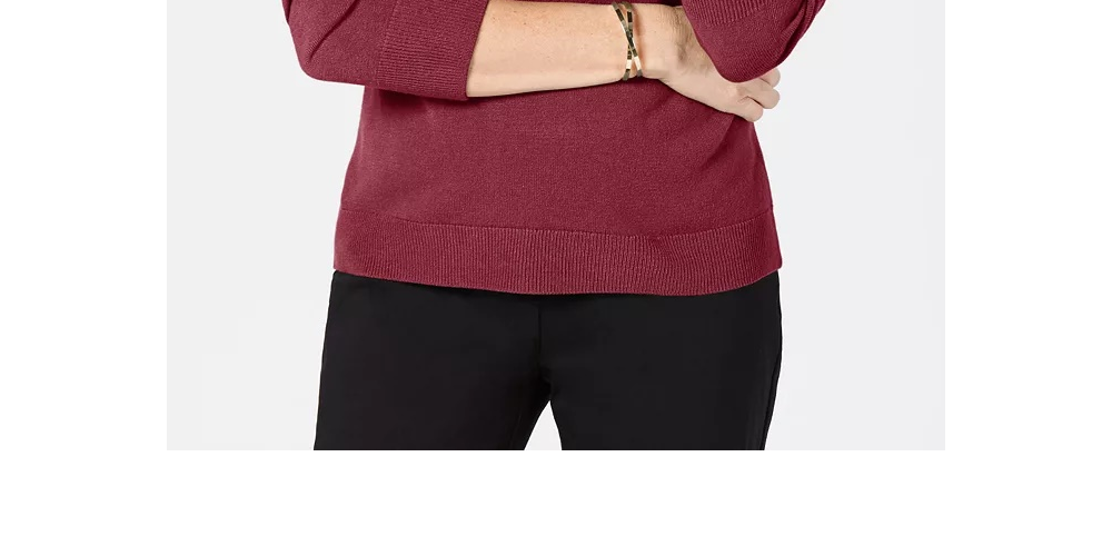 Karen Scott Women's Turtleneck Sweater Wine Size Extra Large