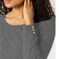 Karen Scott Women's V-Neck Luxsoft Sweater Charcoal Size Large