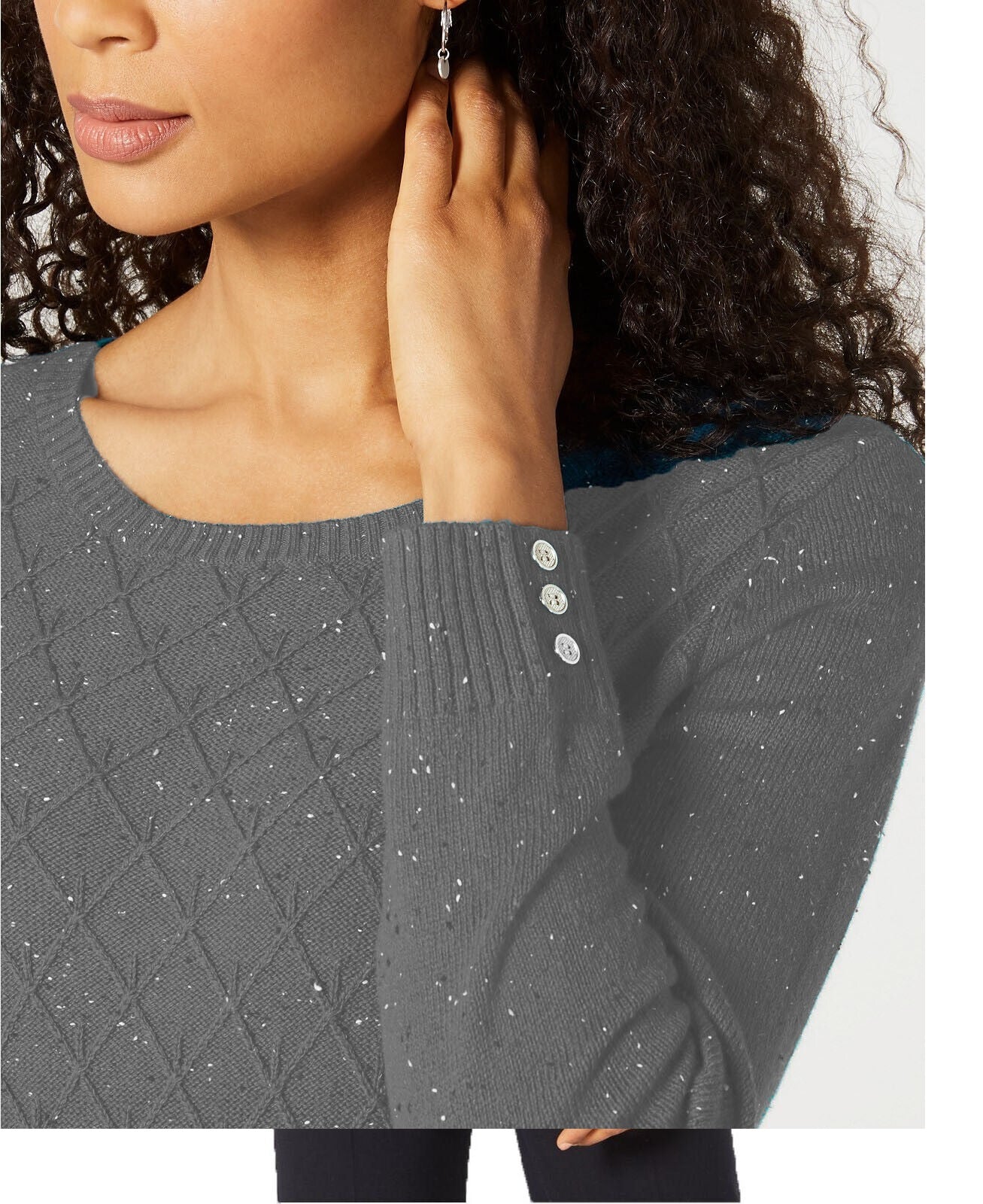 Karen Scott Women's V-Neck Luxsoft Sweater Charcoal Size Large