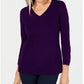 Karen Scott Women's V-Neck Sweater Purple Size Large