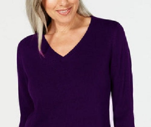 Karen Scott Women's V-Neck Sweater Purple Size Large