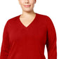 Karen Scott Women's V-Neck Sweater Red Size Extra Large