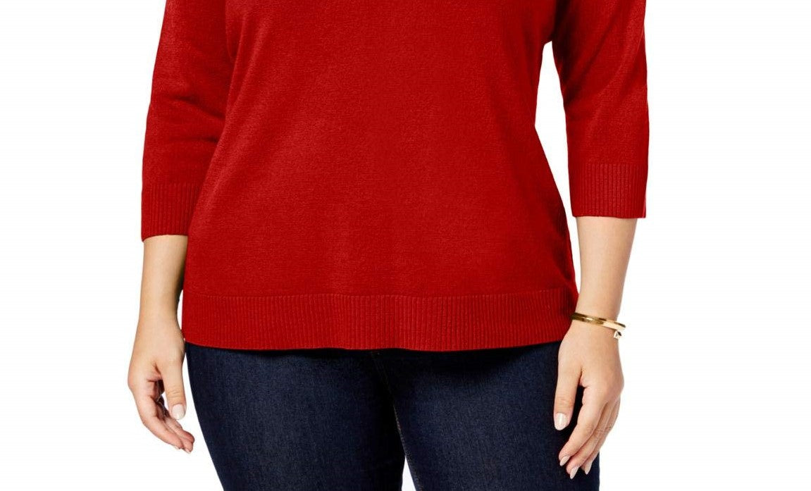 Karen Scott Women's V-Neck Sweater Red Size Extra Large