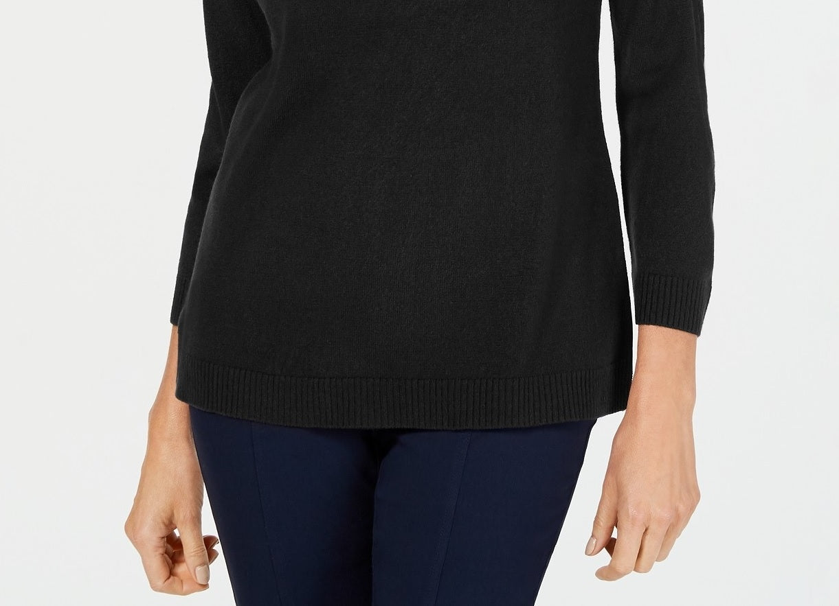 Karen Scott Women's V-Neck Sweater Black Size Medium