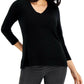 Karen Scott Women's Petite V-Neck Sweater Black Size Medium
