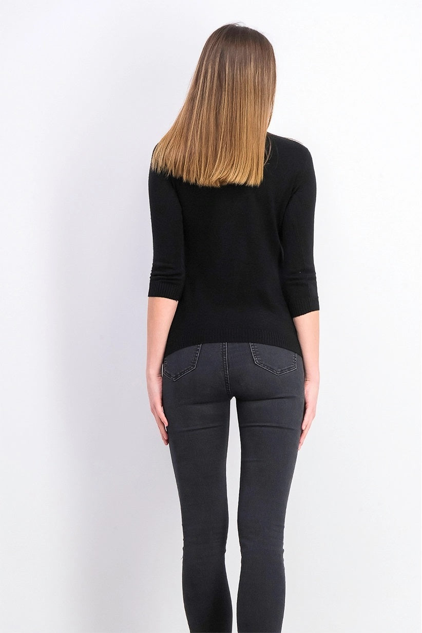 Karen Scott Women's Petite V-Neck Sweater Black Size Medium