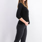 Karen Scott Women's Petite V-Neck Sweater Black Size Medium