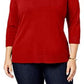 Karen Scott Women's Plus Size V-Neck Luxsoft Sweater  Red Size 1X
