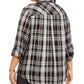 Style & Co Women's Plus Size Plaid Button-Up Shirt Black Size 0X