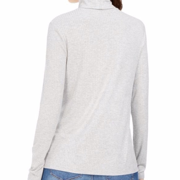 Charter Club Women's Heathered Ribbed Turtleneck Top  Gray Size XX Large
