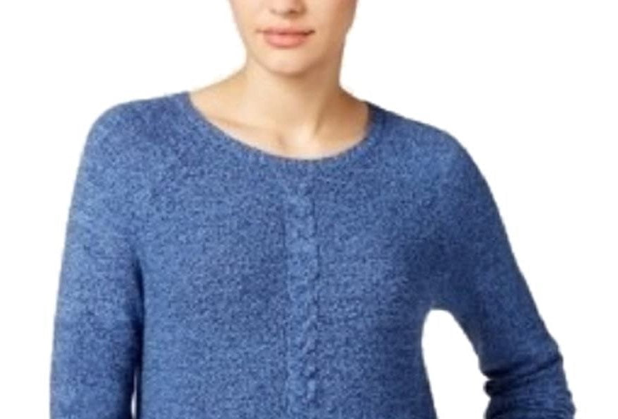 Karen Scott Women's Cable-Knit Panel Sweater Blue Size Medium