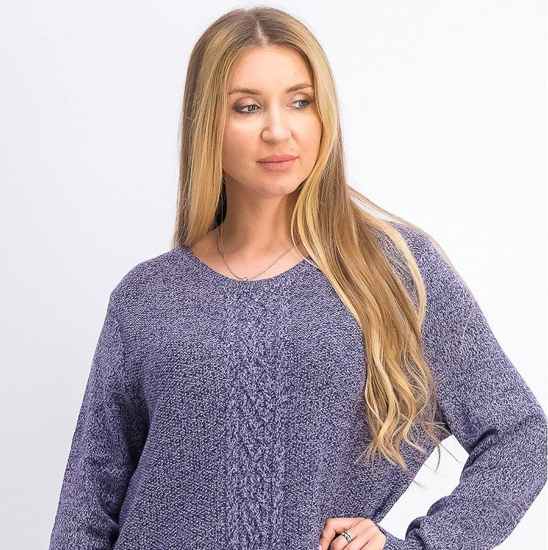 Karen Scott Women's Cable-Knit Panel Sweater  Purple Size Extra Small