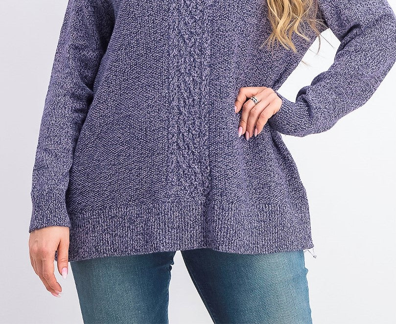 Karen Scott Women's Cable-Knit Panel Sweater  Purple Size Extra Small