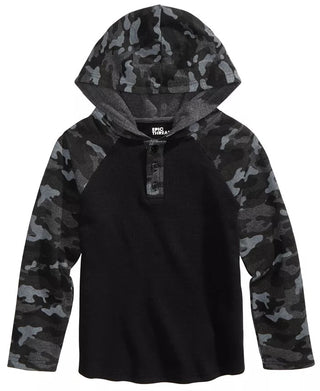 Epic Threads Toddler Boys Camo Colorblocked Thermal-Knit Hooded Henley Black Size 2