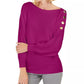 JM Collection Women's Button Sleeve Sweater Purple Size Medium