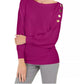 JM Collection Women's Button Sleeve Sweater Purple Size Medium