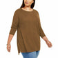 Style & Co Women's Seam-Front Tunic Sweater Brown Size Medium