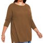 Style & Co Women's Seam-Front Tunic Sweater Brown Size Extra Small