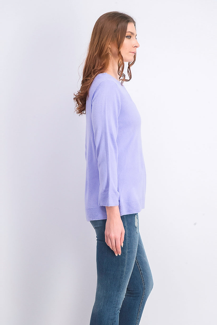 Karen Scott Women's Bateau-Neck Long-Sleeve Sweater Purple Size Extra Small