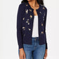 Charter Club Women's Floral Embroidered Cardigan Blue Size X-Large