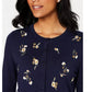 Charter Club Women's Floral Embroidered Cardigan Blue Size X-Large