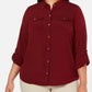 Charter Club Women's Plus Size Button-Front Shirt Red Size 0X