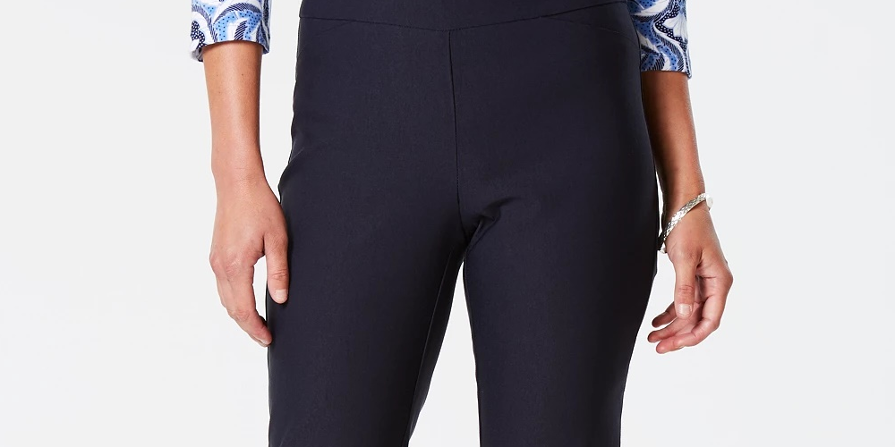 Charter Club Women's Cambridge Skinny Pull-On Tummy-Control Pants Bright Blue Size 14