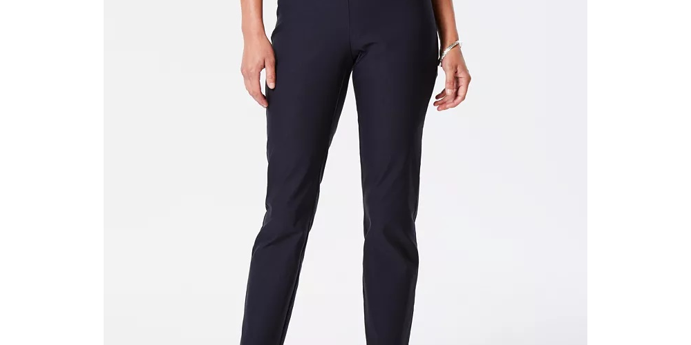 Charter Club Women's Cambridge Skinny Pull-On Tummy-Control Pants Bright Blue Size 4
