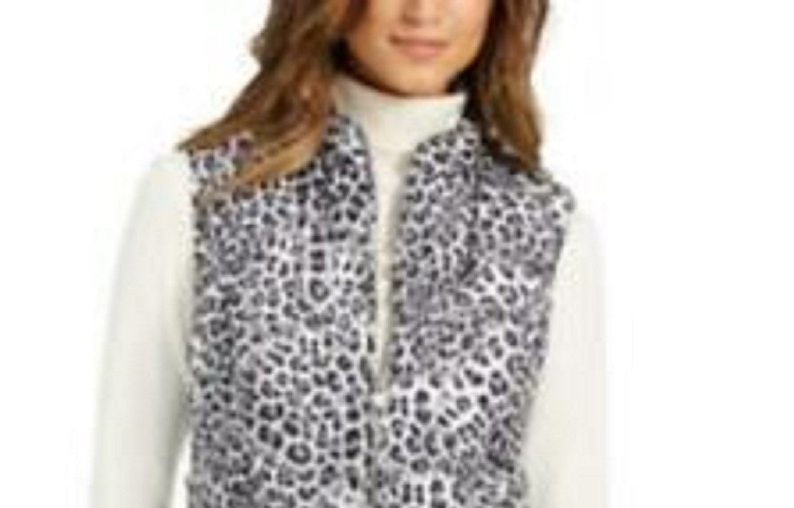 Charter Club Women's Animal-Print Quilted Vest White Size Large