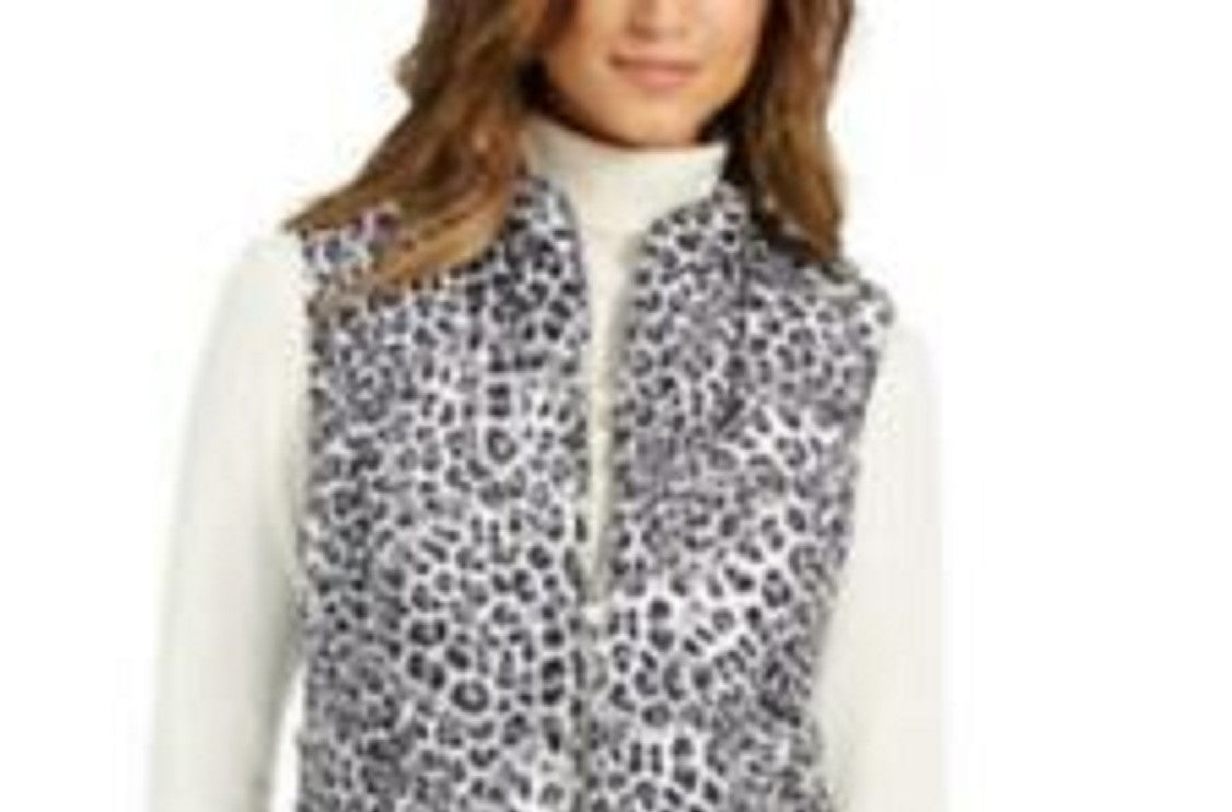 Charter Club Women's Animal-Print Quilted Vest Cloud Combo Size Small