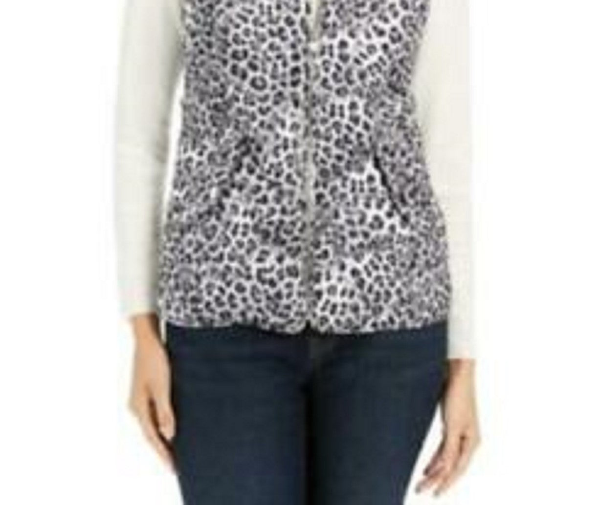 Charter Club Women's Animal-Print Quilted Vest Cloud Combo Size Small
