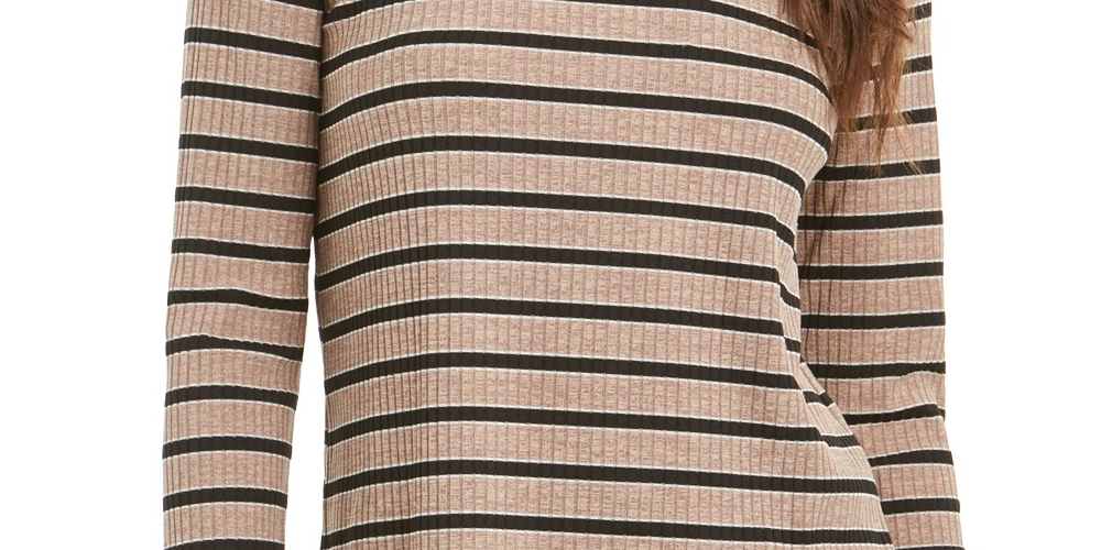 Charter Club Women's Heather Long-Sleeve Top Dark Beige Size Small