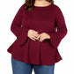 Style & Co Women's Plus Size Ruffled Sweater Purple Size X-Large
