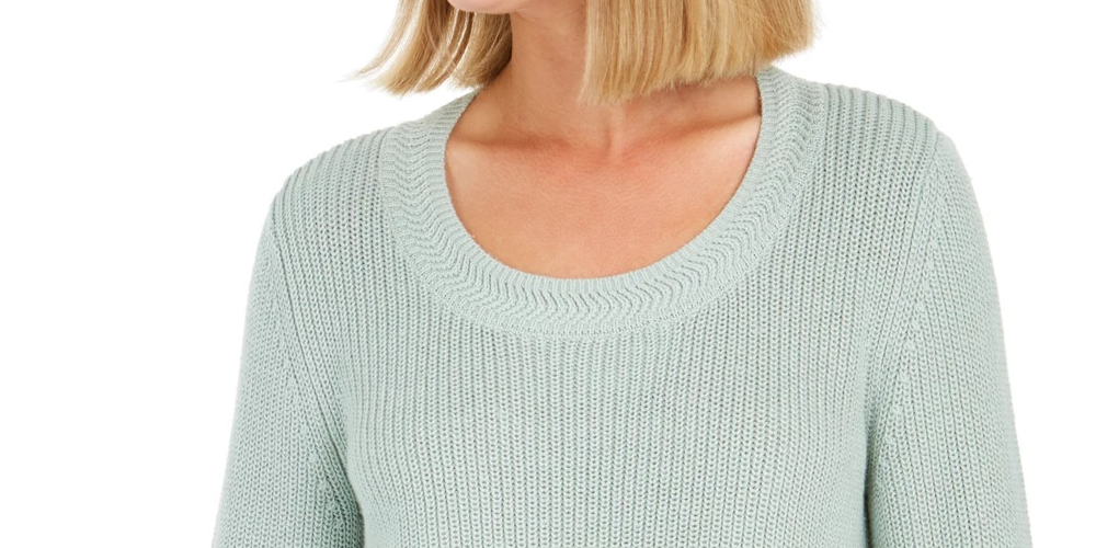 Style & Co Women's Boxy Knit Pullover Sweater Green Size X-Small