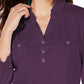 Karen Scott Women's Cotton Johnny-Collar Utility Shirt Blue Size Small