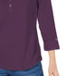 Karen Scott Women's Cotton Johnny-Collar Utility Shirt Blue Size Small