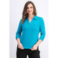 Karen Scott Women's Petite 3/4-Sleeve Polo Shirt Peacock Teal Size Petite Small