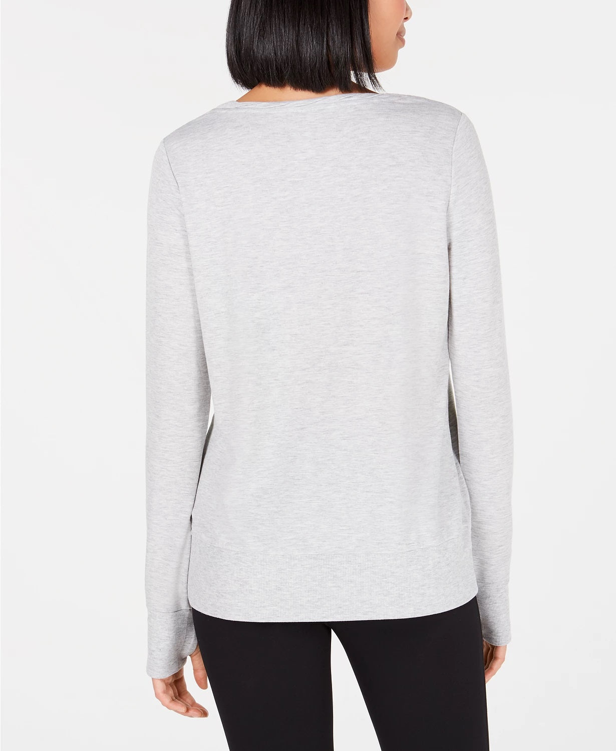 Ideology Women's Love Graphic Long-Sleeve Pullover Gray Size Medium